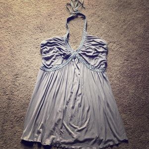 Cool grey beautifully draped halter top